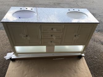 hamilton open shutter 61 in x 22 in bath vanity in ivory with granite