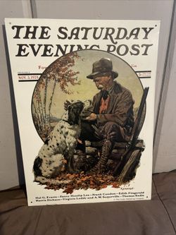 The Saturday Evening Post Tin Sign The Curtis Publishing Company 16”x11 3/4”