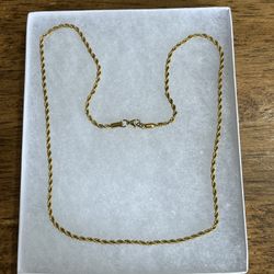 18k Gold Plated 24” Sterling Silver Diamond Cut Rope Chain 