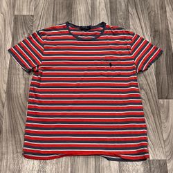 SIZE MEDIUM MENS POLO RALPH LAUREN POCKET SHIRT RED / BLUE STRIPED PONY SHIRT