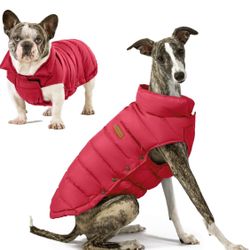 SPACE LION Dog Puffer Jacket, Down Dog Winter Coat, Waterproof, Windproof, Lightweight Dog Jacket, Adjustable Fit Dog Coat for Small, Medium, and Larg