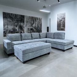 🏷WAREHOUSE SALE 📦 Fabric Chaise Sectional Sofa with Storage Ottoman 💥 Finance | Delivery