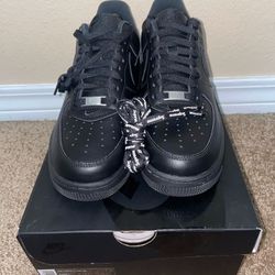 Black Supreme Air Force 1s Size 9