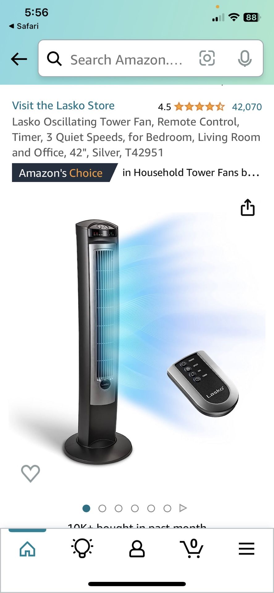 Brand New In Box Lasko 42’ Wind Curve Tower Fan