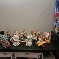 Vintage Bronson Collectible Cat Porcelain Christmas Ornaments Lot Of 15