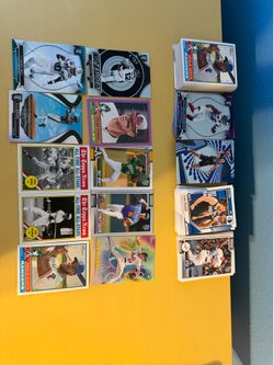 Football baseball and basketball cards 1/4 of cards opened day of listing other cards roughly 1-2 years old 25$ FIRM local pickup NO shipping NO drop 