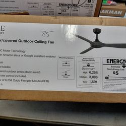 Home Decorators tager 52" Indoor/Outdoor Ceiling Fan  In Matte black (alexa and Google assistant compatible)