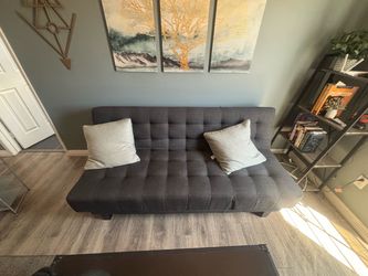 Gray Tufted Futon Sofa Sleeper