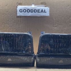 #106 Fit 92-96 F150/250/350/bronco. Smoked Headlight Pair 