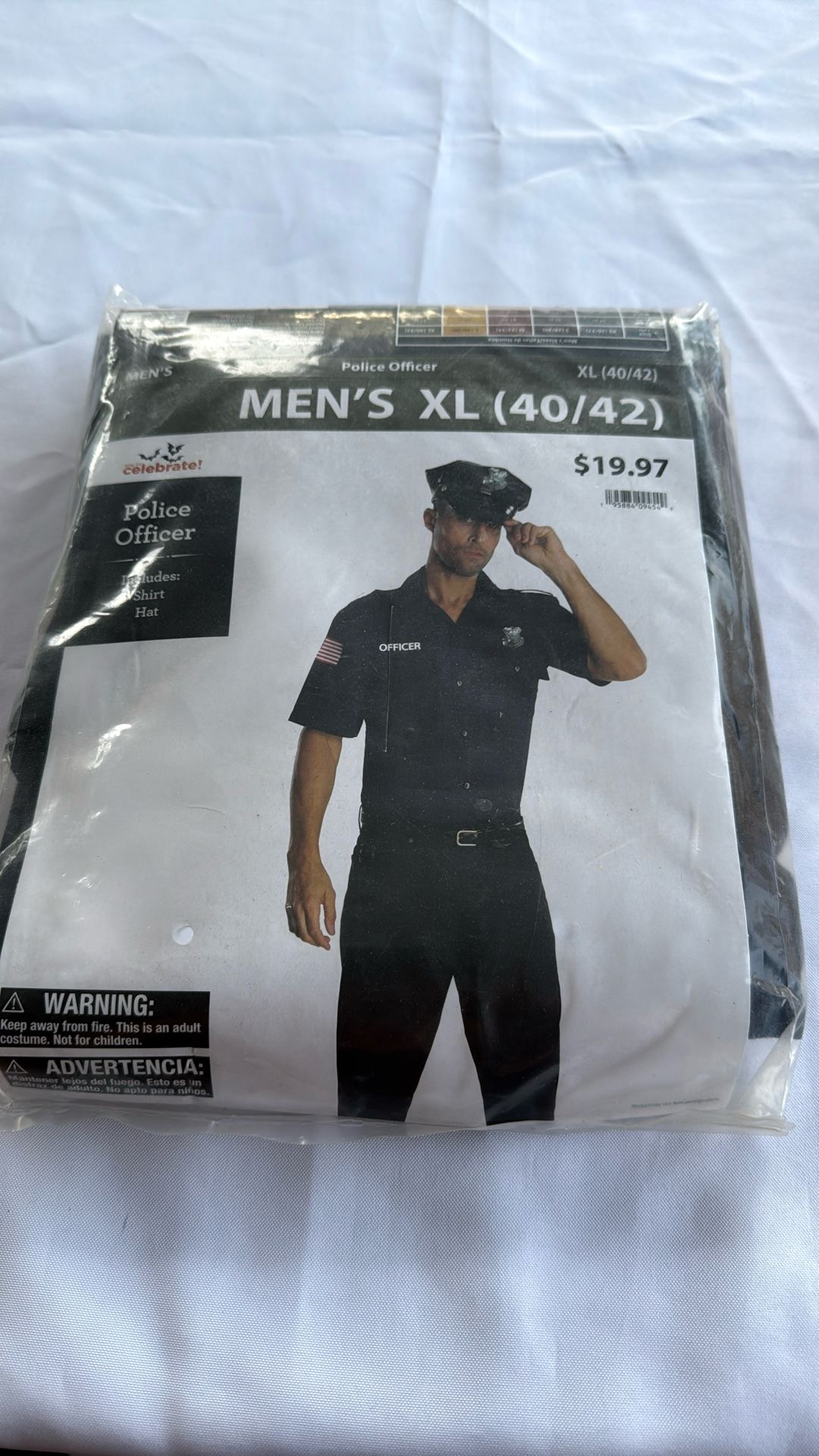 Men’s Police Officer Halloween Costume Size XL