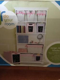 New White Large Storage Bookcase 62.5 inch Hx 32 9/16 inch W x 12 1/2 in D