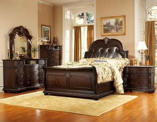 New 4 Pc Queen & King Size Bedroom set (Queen and King Bed Frame, dresser, mirror, nightstand, chest, mattress, box spring available)