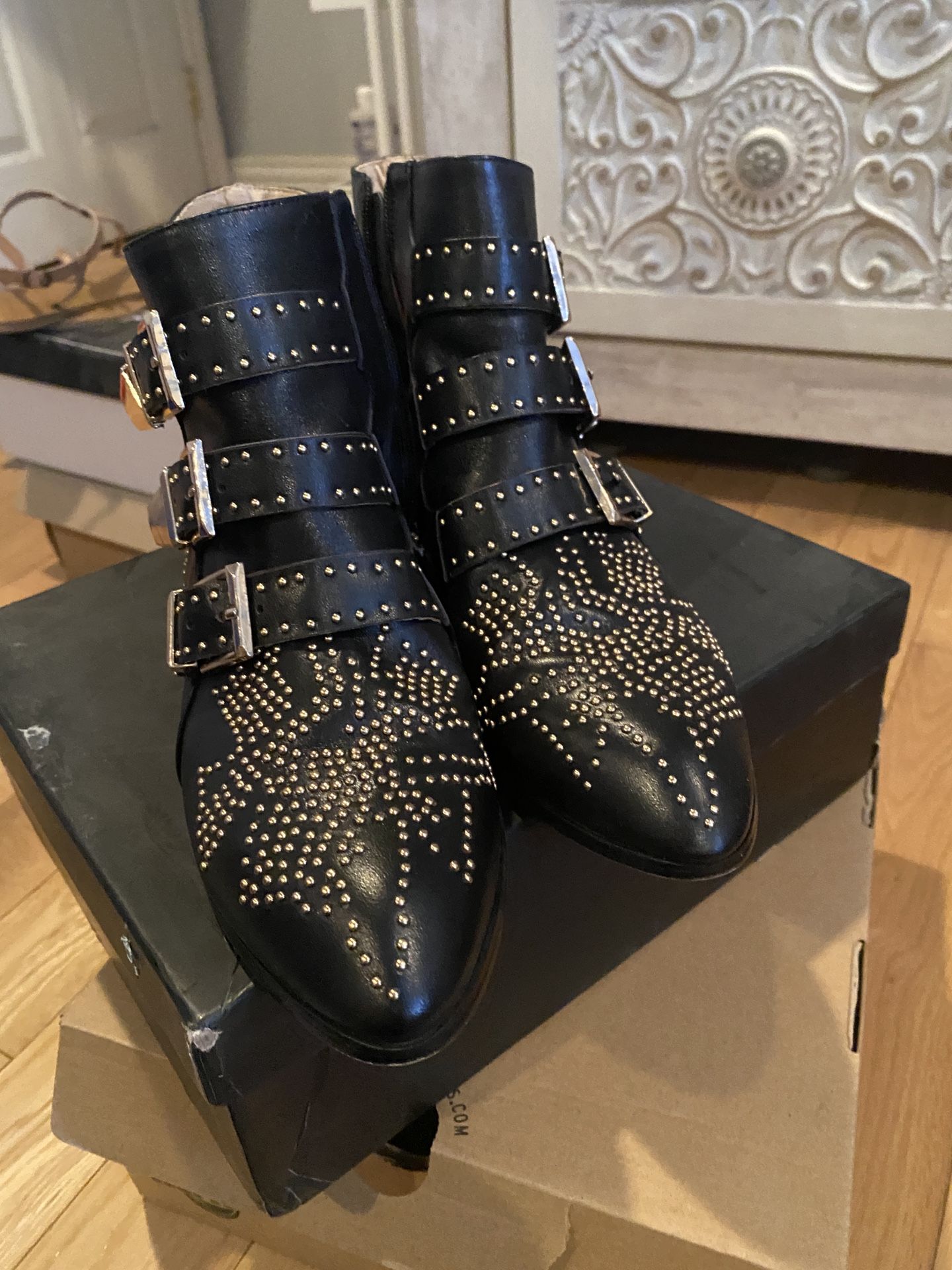 Booties with gold accents