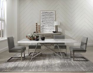 **** LUXURIOUS WHITE MARBLE SLEEK DINING SET !!:):)::)