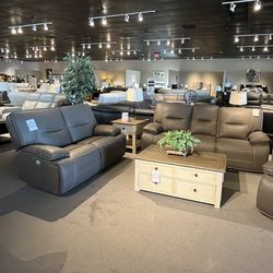 Grey Power Reclining Couch And Loveseat
