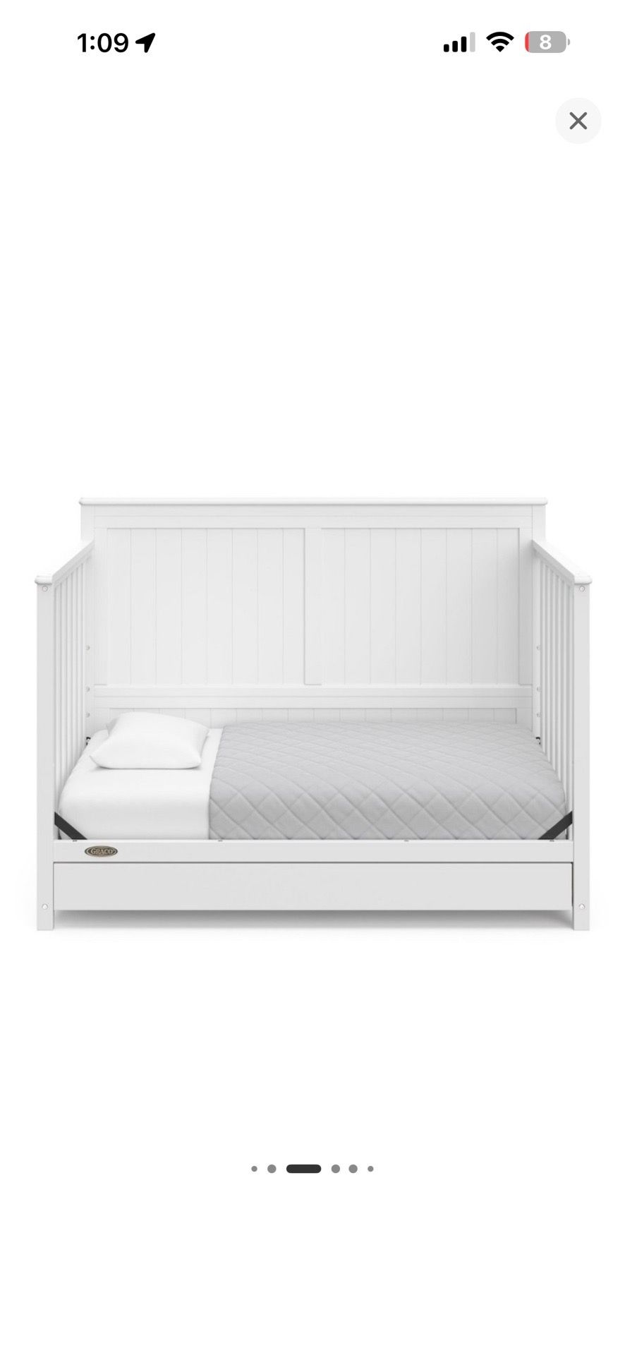 Graco Hadley 5-in-1 Convertible Crib with Drawer - White Graco Hadley 5-in-1 Convertible Crib with Drawer - White