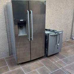 Stainless Refrigerator And Dishwasher 