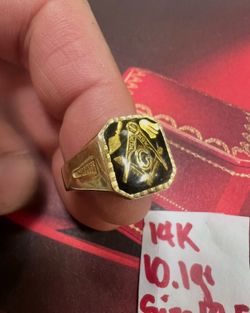 14K Solid Gold Masonic Ring For Wedding 10.1Gr Size 10.5