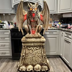 Huge 5 Foot Tall LED Gargoyle Tombstone For Halloween - Large Box - FIRM PRICE - 2 Available - NEW IN BOX