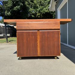 Mid Century Rolling Kitchen Island