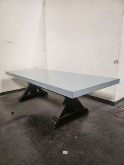 Handcrafted solid wood base metal table dinning or conference table