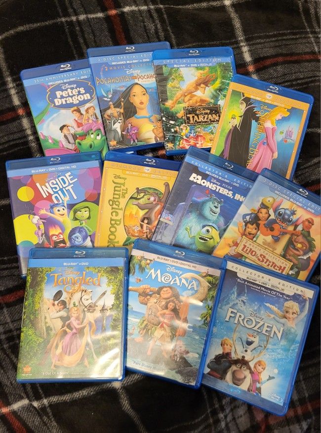 Pile Of Disney Movies On DVD And Blue-ray