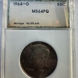 1964 - MS64 Graded Silver Half Dollar