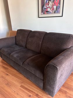 Dark Brown 3-Seat Fabric Sofa