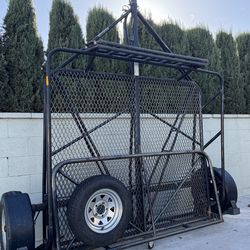 Kendon Utility Trailer Folding multi-purpose utv atv w/ ramps and spare raceline wheels 8.5 x 13 deck side x side stand up trailer