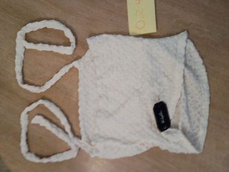 White Textured Knit Crop Top