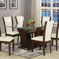 Camelia White-Espresso Rectangular Dining Set

