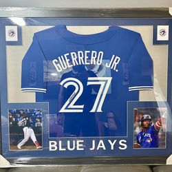 Vladimir Guerrero Jr. Signed Framed Jersey 45x35 Toronto Blue Jays JSA COA Hologram
