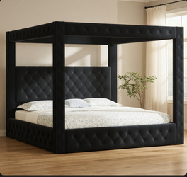 King Size Upholstered Bed Frame - New Condition, Black - Temple Terrace, FL