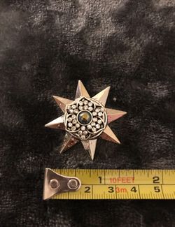Rustic Metal Star Crystals Dark Pearl Flower Pendant Winter Jewelry 