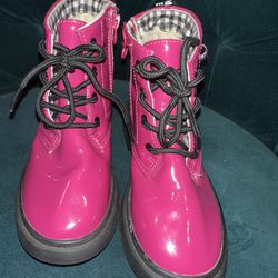 Pink Combat Boots Fur Lining
