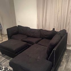 Black Sectional & Ottoman