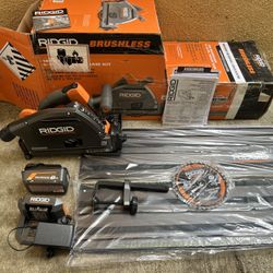 RIDGID 18V Brushless Cordless Track Saw Kit with 6.0 Ah Max Output Battery and Charger