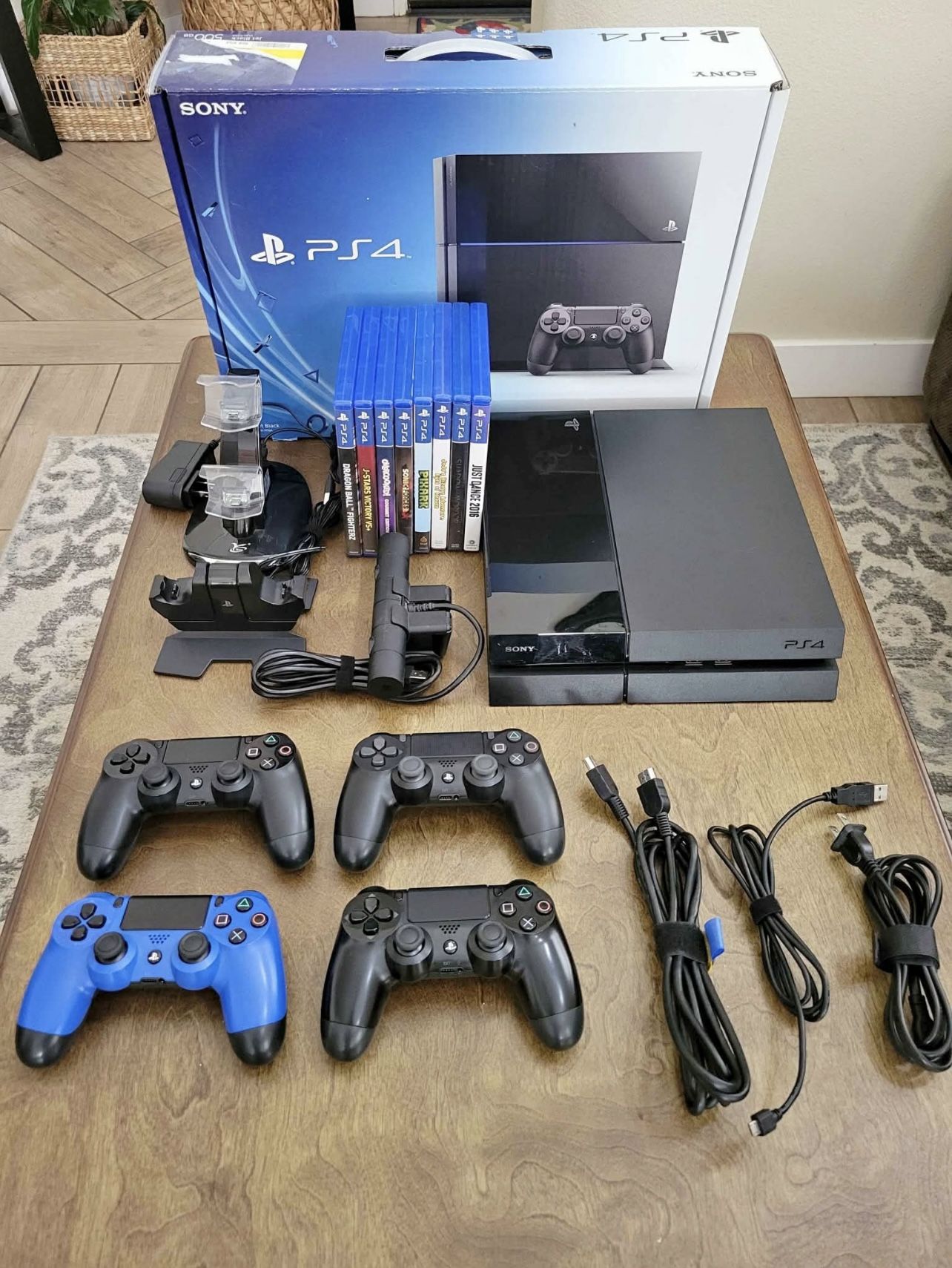 Stunt Ps4 500gb *Original Edition* Full Memory System w/ 4 Controllers + Games & All Wiring