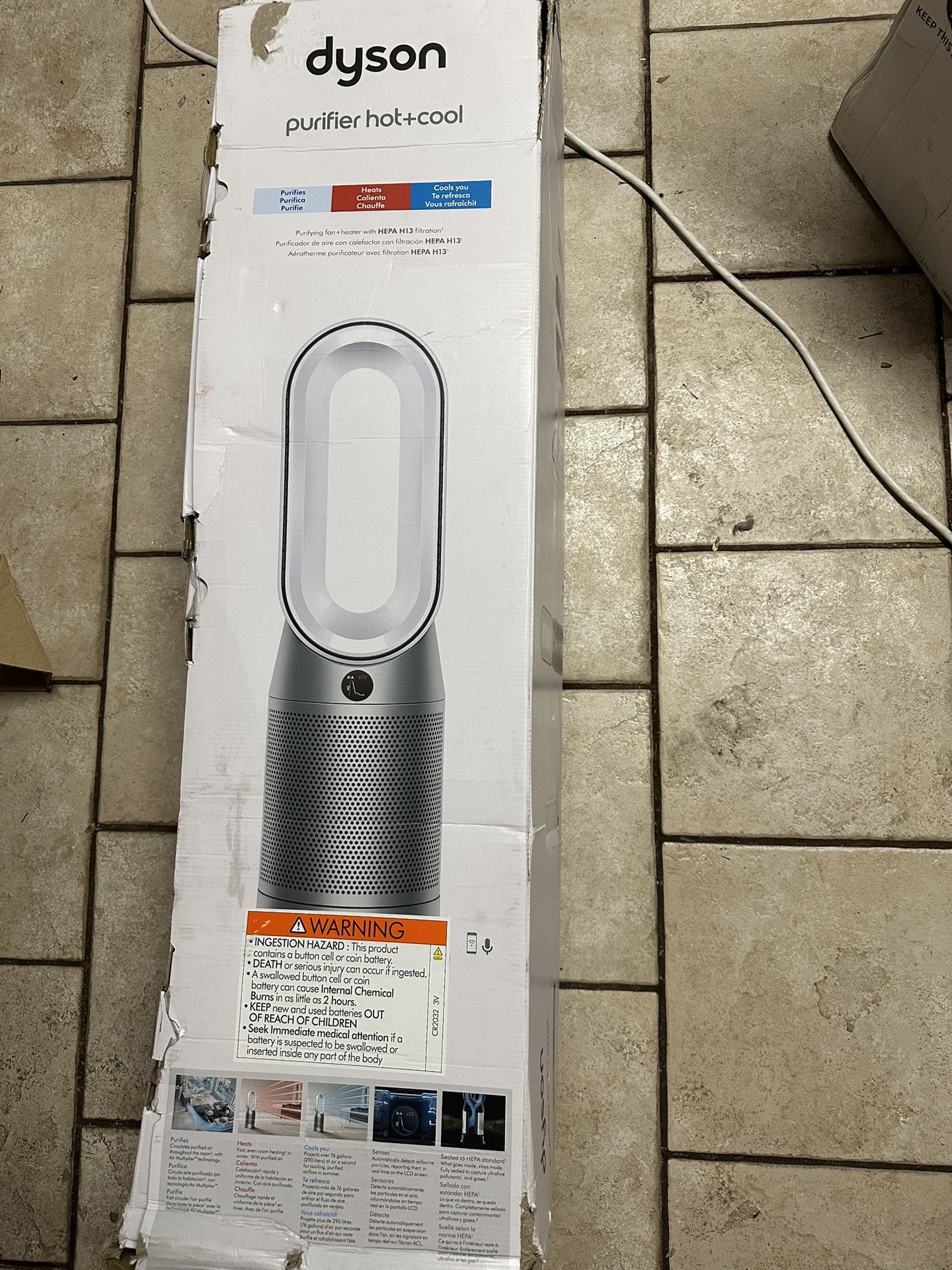 Dyson - Purifier Hot+Cool - HPO7 - Smart Tower Air Purifier, Heater and Fan - White/Silver