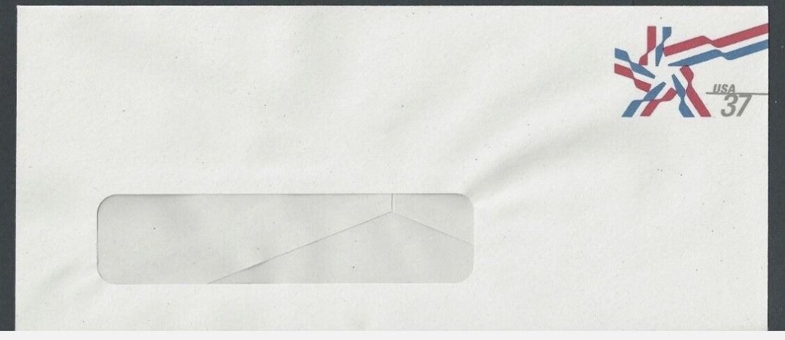 US Mail, U649W 37c On White Mint Entire Size 21 Security Envelope Recycled Paper