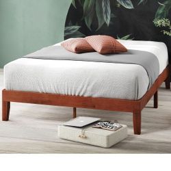 ZINUS Wen Wood Platform Bed Frame, Solid Wood Foundation, Wood Slat Support, No Box Spring Needed, Easy Assembly, Cherry, Full
