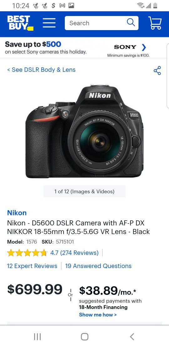 Nikon - D5600 DSLR Camera with AF-P DX NIKKOR 18-55mm F/3.5 5.6VR Lens Black