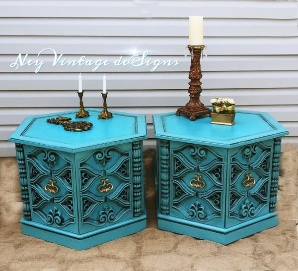 Vintage Bohemian Gypsy Hexagon End Side Tables For In Delaware Vintage Bohemian Gypsy Hexagon End Side Tables