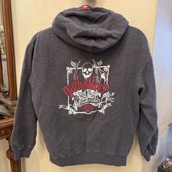 Vintage QUIKSILVER Boys Gray Skull Graphic Y2K Skater Hoodie Zip Jacket M(10/12)