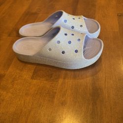 Woman’s Crocs Iconic Comfort Glitter Slides Shipping Available 