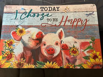 Cute metal pig sign