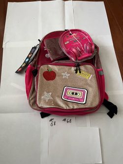 Locker club girls, four piece, pink glitter patches backpack set new with tags..#68