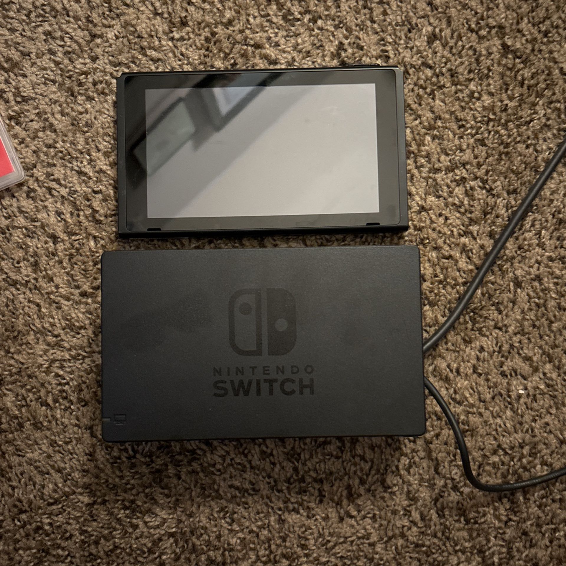 Nintendo Switch, 2 Games (Mario Party Superstars/Super Smash Bros) and 4 controllers