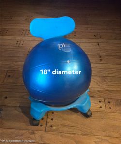 Kids/small adult yoga balance ball rolling base chair w/backrest. Exc cond