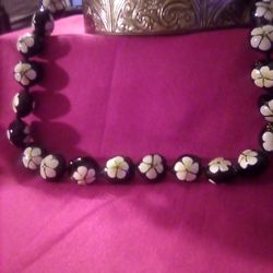 Kukui Nut Lei Hibiscus WHITE Flower Necklace Hawaiian